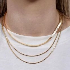 Purple Door Boutique Brenda Herringbone Layered Gold Necklace