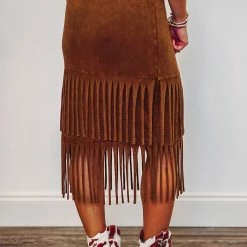 Purple Door Boutique Summer SALE Cowgirl Dreams Camel Color Fringe Midi Skirt 7 Purple Door Boutique Summer SALE Cowgirl Dreams Camel Color Fringe Midi Skirt