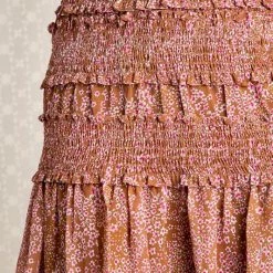 Purple Door Boutique New Arrivals Caramel Floral Smocked Mini Skirt