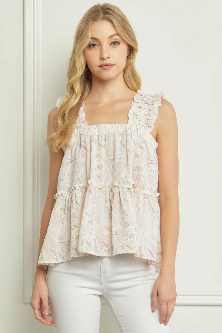 Purple Door Boutique Brush Stroke Print Ivory Top Ladies' 1 Purple Door Boutique Brush Stroke Print Ivory Top Ladies'