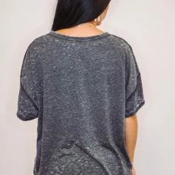 Purple Door Boutique Cozy Black Mineral Washed Top Ladies'