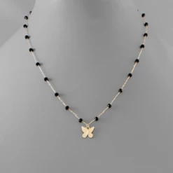 Purple Door Boutique Jewelry Butterfly Charm Bead Black Necklace