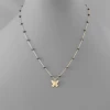 Purple Door Boutique Butterfly Charm Bead Hematite Necklace