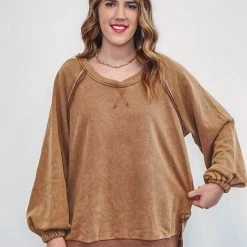 Purple Door Boutique Chocolate Mousse Terry Pullover Ladies'
