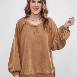 Purple Door Boutique Chocolate Mousse Terry Pullover Ladies'