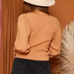 The Purple Door Boutique Carefree Camel Ribbed Knit Sweater Ladies' 7 The Purple Door Boutique Carefree Camel Ribbed Knit Sweater Ladies'