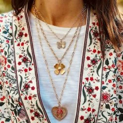 Canvas Jewelry Canvas Celeste Butterfly Charm Necklace Worn Gold