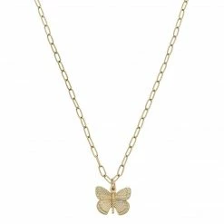 Canvas Jewelry Canvas Celeste Butterfly Charm Necklace Worn Gold