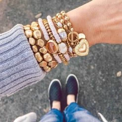 Canvas Jewelry Canvas Elena Metal Plated Bead Bracelets Worn Gold