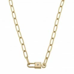 Canvas Jewelry Canvas Harper Lock & Key Paperclip Chain T-Bar Necklace