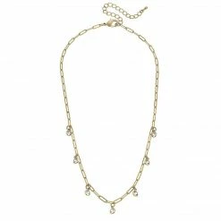 Canvas Jewelry Canvas Lyra Paperclip Chain Rhinestone Drip Necklace