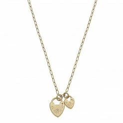 Canvas Jewelry Canvas Mia Heart Padlock Charm Necklace Worn Gold