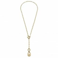 Canvas Jewelry Canvas Skylar Padlock T-Bar Y Necklace Worn Gold