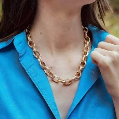 Canvas Jewelry Canvas Hudson Chain Link Necklace Matte Gold