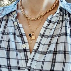 Canvas Jewelry Canvas Mason Rope Chain Necklace Worn Gold