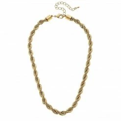 Canvas Jewelry Canvas Mason Rope Chain Necklace Worn Gold