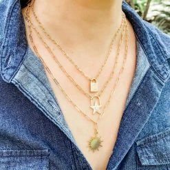 Canvas Jewelry Canvas Kinsley Padlock Initial Necklace Worn Gold