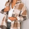Purple Door Boutique Ladies' Snuggled Up Caramel Plaid Shacket