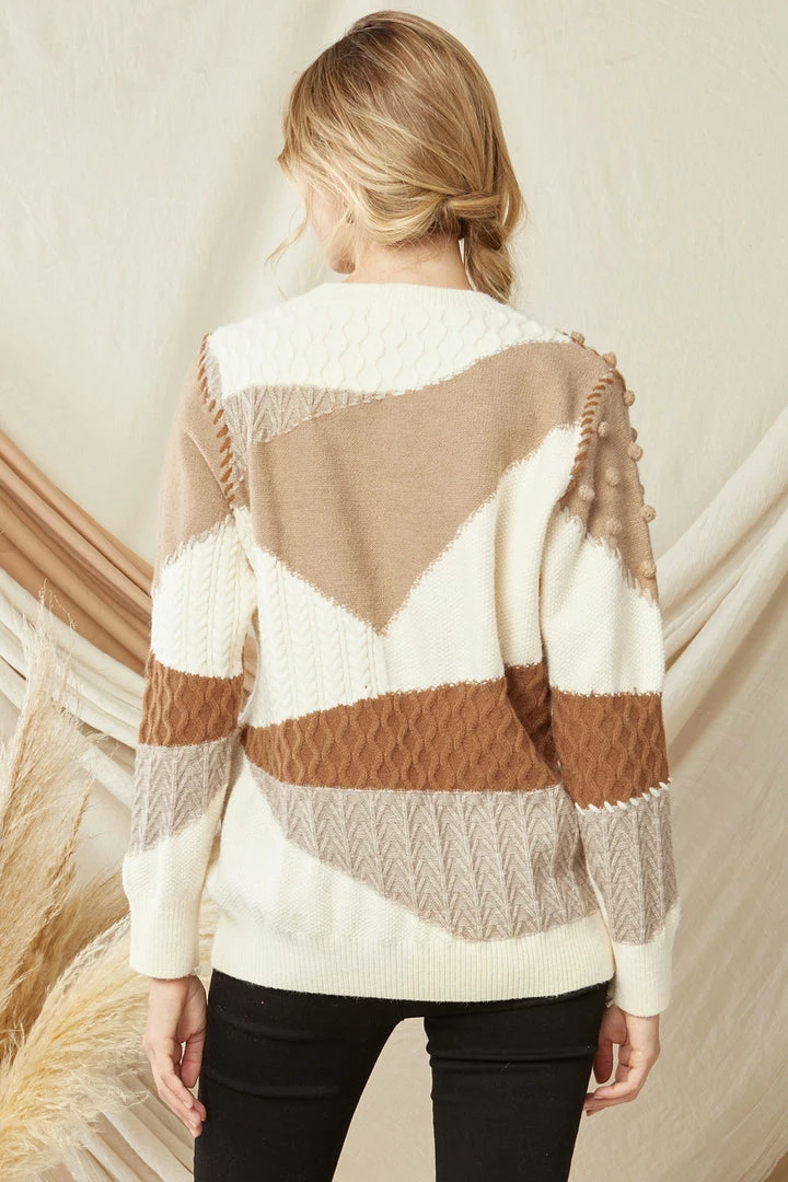 The Purple Door Boutique Pom Pom Caramel Colorblock Sweater 4 The Purple Door Boutique Pom Pom Caramel Colorblock Sweater