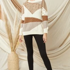 The Purple Door Boutique Pom Pom Caramel Colorblock Sweater 9 The Purple Door Boutique Pom Pom Caramel Colorblock Sweater