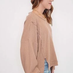 Purple Door Boutique Coco Textured Waffle Knit Top