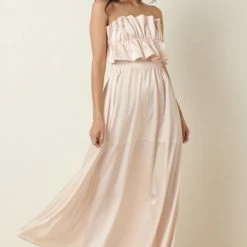 Purple Door Boutique Whimsical Nights Champagne Maxi Dress
