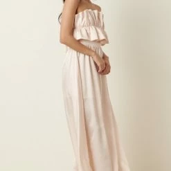 Purple Door Boutique Whimsical Nights Champagne Maxi Dress