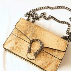 Purple Door Boutique Champagne Snake Print Purse
