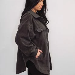 Purple Door Boutique Better With Fleece Charcoal Jacket Ladies' 8 Purple Door Boutique Better With Fleece Charcoal Jacket Ladies'