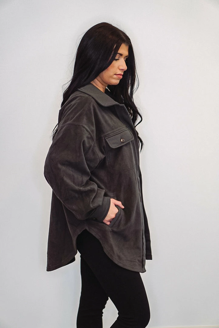 Purple Door Boutique Better With Fleece Charcoal Jacket Ladies' 4 Purple Door Boutique Better With Fleece Charcoal Jacket Ladies'