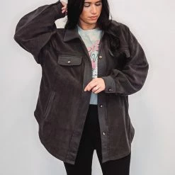 Purple Door Boutique Better With Fleece Charcoal Jacket Ladies' 7 Purple Door Boutique Better With Fleece Charcoal Jacket Ladies'