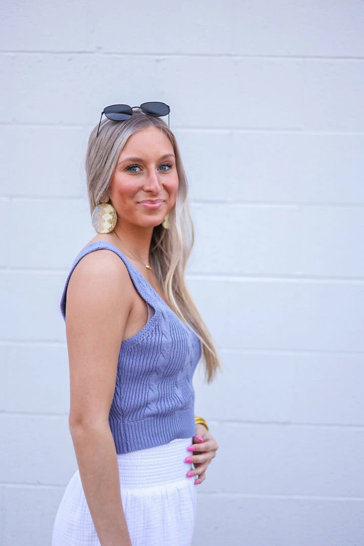 Purple Door Boutique New Arrivals Pale Indigo Cropped Tank Top 3 Purple Door Boutique New Arrivals Pale Indigo Cropped Tank Top