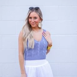 Purple Door Boutique New Arrivals Pale Indigo Cropped Tank Top