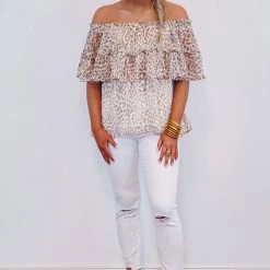Purple Door Boutique Summer SALE Cheetah Print Off Shoulder Top