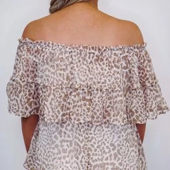 Purple Door Boutique Summer SALE Cheetah Print Off Shoulder Top