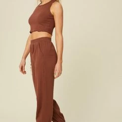 Purple Door Boutique Ladies' Chestnut Crop Top And Jogger Set