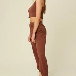 Purple Door Boutique Ladies' Chestnut Crop Top And Jogger Set