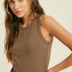 Purple Door Boutique The Fitted Rib Chestnut Tank Top