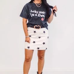 Purple Door Boutique Star Print White Mini Skirt Summer SALE