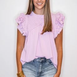 Purple Door Boutique Ruffled Light Pink Top New Arrivals
