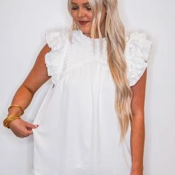 Purple Door Boutique Ruffled White Top