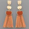 Purple Door Boutique Fringe Tassel Clay Leather Earrings Jewelry