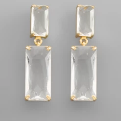 Purple Door Boutique Baguette Clear Dangle Earrings