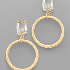 Purple Door Boutique Clear Crystal Hoop Earrings