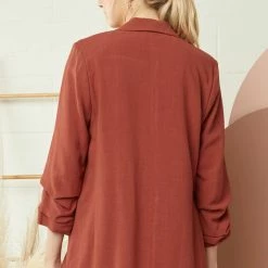 Purple Door Boutique Best Basic Cognac Linen Blazer