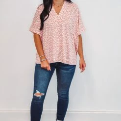 Purple Door Boutique Leopard Print Salmon Boxy Top