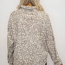 Purple Door Boutique Grey Leopard Print Corduroy Shacket