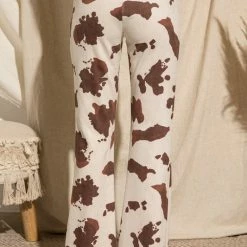 Purple Door Boutique Ladies' Suede Brown Cow Print Pants