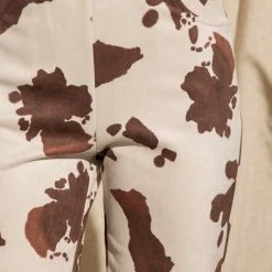 Purple Door Boutique Ladies' Suede Brown Cow Print Pants