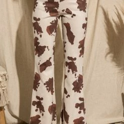Purple Door Boutique Ladies' Suede Brown Cow Print Pants